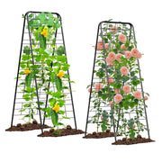 MQHUAYU Heavy Duty Metal Garden Trellis, Adjustable 50.4x17 Inch, Black, Dense Grid Support for Climbing Plants, Raised Bed, Pack of 2