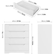 Homfa USATCN1019380 4 Drawers Dresser, Modern Chest of Drawers Wooden Storage Cabinet for Bedroom, White