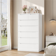 Homfa 7 Drawer White Dresser, Wood Storage Cabinet with Upgraded Stable Base, Soft Close Drawers, Vertical Chest for Bedroom and Living Room