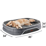 Ophanie Luxury Sofa-Style Orthopedic Pet Bed, 35in, Removable Machine-Washable Plush Cover, 4-Sided Bolster, Non-Slip Bottom, Gray