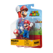 Jakks Pacific Super Mario 4-Inch Articulated Action Figure with Red Mushroom Power Up - Plastic