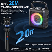 JYX T18-T Karaoke Machine for Adults Kids, Bluetooth Speaker with Microphone, Colorful DJ Light, Portable Karaoke Speaker