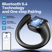 TPUFO Open Ear Wireless Earbuds with Active Noise Cancelling Mic, HiFi Stereo Sound, 48H Playtime, IP54 Waterproof, Black, X18