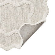 My Texas House Stella Ivory Scallop Wool Indoor Area Rug, 24 x 36 Inches, Handmade, Stain Resistant, Low Pile