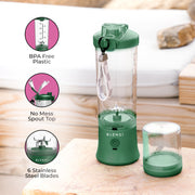 Blendi X Personal Blender, 24 oz BPA-Free Travel Bottle, 150W Motor with Pulse Mode, USB Rechargeable, Leak-Proof Lid, Mint