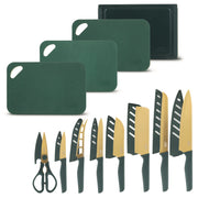 Thyme & Table 20-Piece Cutlery Set, Stainless Steel Blades, Green Handles, Includes Kitchen Shears and Cutting Board