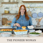 The Pioneer Woman Agatha Rectangular Stoneware Baker with Multifunctional Platter Lid, 9 x 13 in, Green Floral PWS519709304004