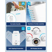 Kohree Portable Propane Tankless Water Heater, 1.58 GPM, 6L Capacity, Overheating Protection, White, KR5506-WK