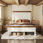 HOMRELEXA Farmhouse Bed Frame, Twin Size, White Wood Finish, 51in Headboard and Footboard, High Profile with Under Bed Storage