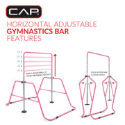 Cap Barbell Adjustable Height Horizontal Gymnastics Bar for Kids, Purple, Foldable Design, 35-51 in Height, Supports 150 lb, FMIS-GYMBAR-PL
