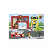 Melissa & Doug Around the Fire Station Sound Puzzle - Wooden Peg Puzzle (8 pcs)