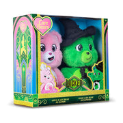Basic Fun Care Bears x Wicked 2-Pack, Love-a-Lot Bear as Glinda & Good Luck Bear as Elphaba, 14-Inch Plush Set, Polyester, Silver Fleck Accents, Collector Box