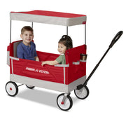 Radio Flyer 3952W Family Wagon with Canopy, Folding Wagon, Light Gray and Red