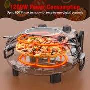 ONSON 12-Inch Countertop Pizza Oven with Removable Ceramic Stone, Heats up to 800F, Independent Top and Bottom Controls, Red