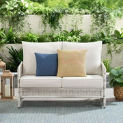 Better Homes & Gardens 027198 Paige 1 Piece Wicker Outdoor Loveseat with Cushions, White