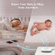 Sense-U Pro Baby Movement Monitor, Long Range, Tracks Abdominal Movement, Rollover, Sleeping Position, Temperature, Audible and Vibration Alerts, Supports Twins, Green