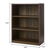 Mainstays MS5336278612045 3-Shelf Bookcase with Adjustable Shelves, Canyon Walnut