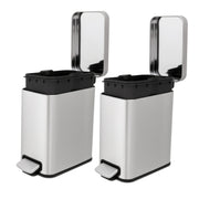 Qualiazero QZ10054 1.3 Gallon Slim Step On Bathroom Trash Can (Twin Pack)