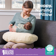 Boppy Nursing Pillow Luxe, Ergonomic Breastfeeding Pillow with Firm, High, Large Water-Repellent Cushion, Washable Premium Fabric Cover, Oatmeal Boucle