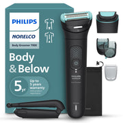 Philips Norelco Body Groomer 7000 Series, Interchangeable Dual-Head, 2D Flexing Shaver with OptiLight, Adjustable Trimmer with 11 Length Settings, Foldable Back Attachment, BG7470/50