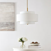 Safavieh Cambrie 3-Light Modern Brass Gold Iron Chandelier with Off-White Fabric Shades, Adjustable Height 26.5-56.5 in, CHA4021A