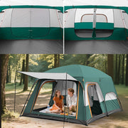 SHIBAILI SHIBAILI-746308-8654488 8 Person Family Camping Tent, Two-Bedroom Layout, Waterproof 210T Oxford Cloth, Superb Ventilation, Brown