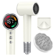 KT1 High Speed Hair Dryer, 160000 RPM Motor, Upgraded Ion Technology, Temperature Control, Low-Noise Operation, Ambient LED Lights, White
