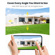 ieGeek DQ201 Wireless Outdoor Security Camera, 2K 3MP Resolution, 360 Panoramic PTZ, Solar Powered, Color Night Vision