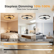 CONCETTA Low Profile Ceiling Fan with Light, 19in Flush Mount Bladeless Fan, Dimmable LED with App and Remote Control, Reversible Quiet Fan for Bedroom, Black WMCOKT-AC-DSV4CDS-19D7BK