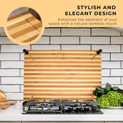 Aleratec Bamboo Stovetop Cover Cutting Board with Adjustable Legs, Large, Integrated Juice Groove, Sustainable Hardwood