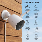 Merkury Smart Full HD Outdoor Security Cameras 3 Pack, 1080P, Night Vision, Two-Way Audio, Wi-Fi Enabled, White, MI-CW355-199W
