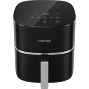 Chefman TurboX 5-Quart Digital Air Fryer, 4 Cooking Functions, X-Shaped Airflow, Touch Controls, Black, RJ38-5T