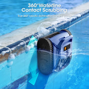 Seauto Cordless Robotic Pool Cleaner with Sonar Navigation, Track Drive, 180W Brushless Motor, Wall and Waterline Climbing, Blue, SAT20-PRO