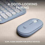 Logitech Pebble 2 Keyboard and Mouse Combo, Wireless, Slim, Quiet, Portable, Customizable Fn Keys, Bluetooth, Tonal Blue, 920-012202