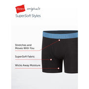 Hanes BRO2BB Originals Boys' SuperSoft Boxer Brief Underwear, M, Black, 5-Pack