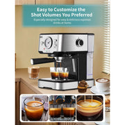 Gevi GECME403L-U Espresso Machine with steamer 15 Bar Cappuccino Coffee Maker for Latte Mocha