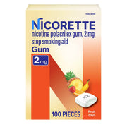 Nicorette Gum 785750 2mg Gum Stop Smoking Aid, Fruit Chill, 100 count