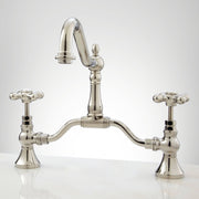 Signature Hardware SH449720PN Elnora Bridge Bathroom Faucet, Polished Nickel - Cross Handles