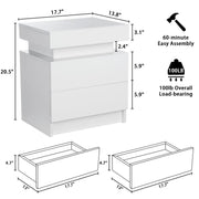 Hommpa 2 Drawer Modern Nightstand w/RGB LED Light High Gloss Bedside Tables for Bedroom, White - Durable