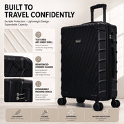 Rosamo 5-Piece Hardshell Expandable Luggage Set with TSA Locks, 20in 24in 28in Spinner Suitcases, Black, Includes Sport Tote Bag