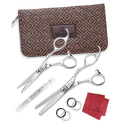Olivia Garden SilkCut Professional Hairdressing Barber Kit XL, 7-Inch Shear and 6-Inch Thinner, Stainless Steel, Satin Finish, Silver, 640-SKCXL