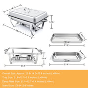 E-commerce BI0005-6 Giant Chafing Dish Buffet Set, 6-Pack, 9 Quart Rectangular Stainless Steel Food Warmers, Silver