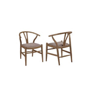 Coaster 108472 Dinah Walnut & Brown Danish Y-Shaped Back Wishbone Dining Side Chair, 2Ct