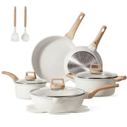 Carote A08308 14PCS Nonstick Cookware Sets, Granite Non Stick Pots and Pans Set, Induction Cookware, White