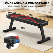FLYBIRD Folding Flat Weight Bench, Heavy-Duty Alloy Steel, 600lbs Capacity, Foldable Space-Saving Design, 2.5in Padded Cushion, Adjustable Non-Slip Foot Caps, PD-US02W
