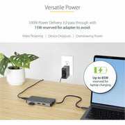 StarTech.com USB C Multiport Adapter Laptop Docking Station, Dual 4K 60Hz HDMI, 2x USB-A 3.1 Hub, 100W Power Delivery, Gigabit Ethernet, SD/MicroSD Reader, Space Gray, 120B-USBC-MULTIPORT