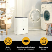 Whirlpool 25 Pint Dehumidifier, Energy Star Certified, 3.7 Quart Bucket, Adjustable Humidistat, White, Portable with Caster Wheels and Carry Handles, WHAD251AW