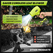 Saker BF173 Electric Cordless Leaf Blower, Adjustable Speed, Handheld, Dual 22V 4000mAh Batteries, 260 CFM, 76 MPH, Green