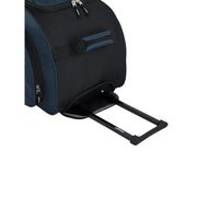 Wrangler 30-Inch Large Checked Multi-Pocket Upright Rolling Duffel Bag, Blue Pond