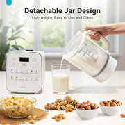 Livatro Nut Milk Maker, 12-in-1 Automatic Soy Milk Machine with Detachable Glass Jar, 53oz Capacity, Touch Control, White, LVNM15001